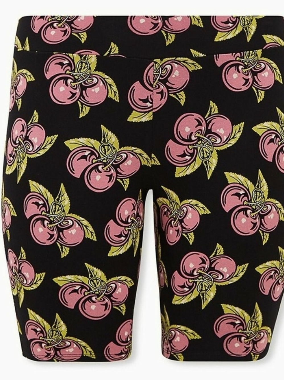Betsey Johnson Black Bike Shorts with Pink Cherry Motif